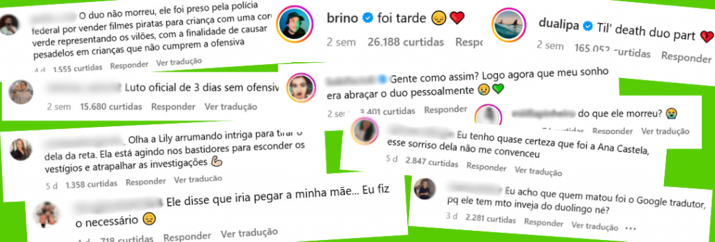 Prints de comentários