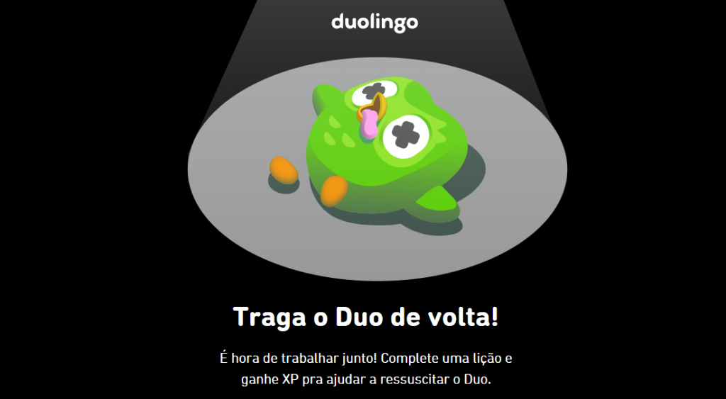 Imagem com o duolingo no site deles